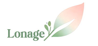 Lonage icon with a minimalist pastel leaf design symbolizing nature, vitality, and healthy living