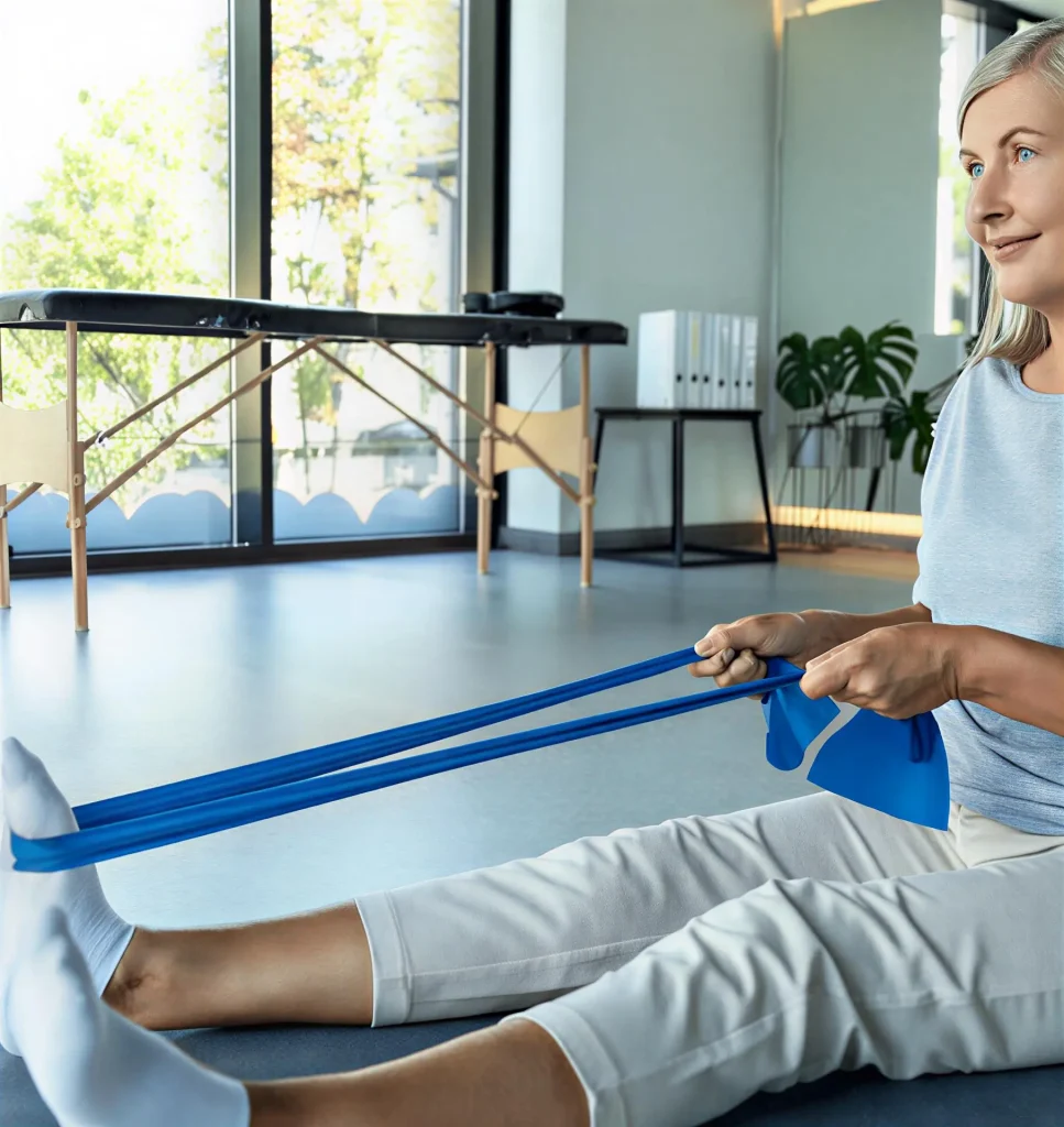 Woman over 50 doing resistance training for sarcopenia prevention