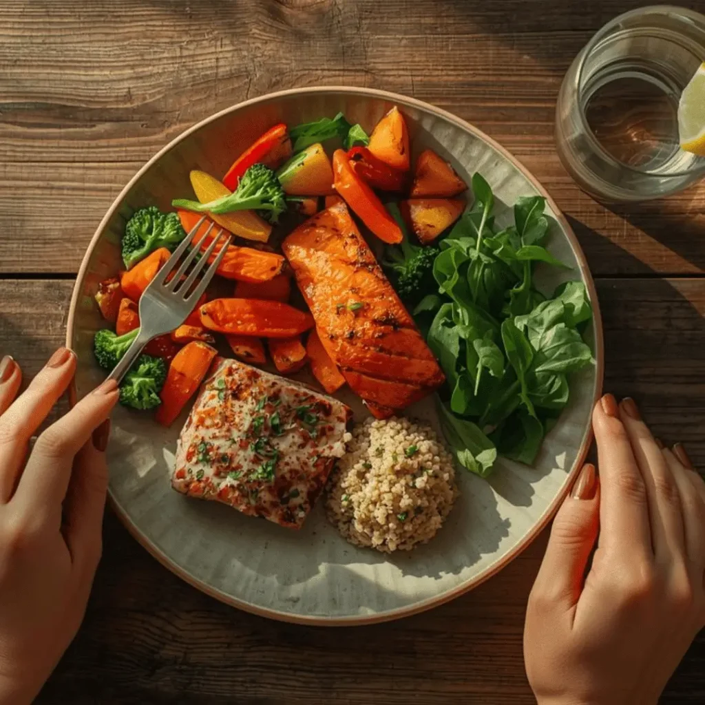 Balanced protein-rich meal for women managing weight during menopause