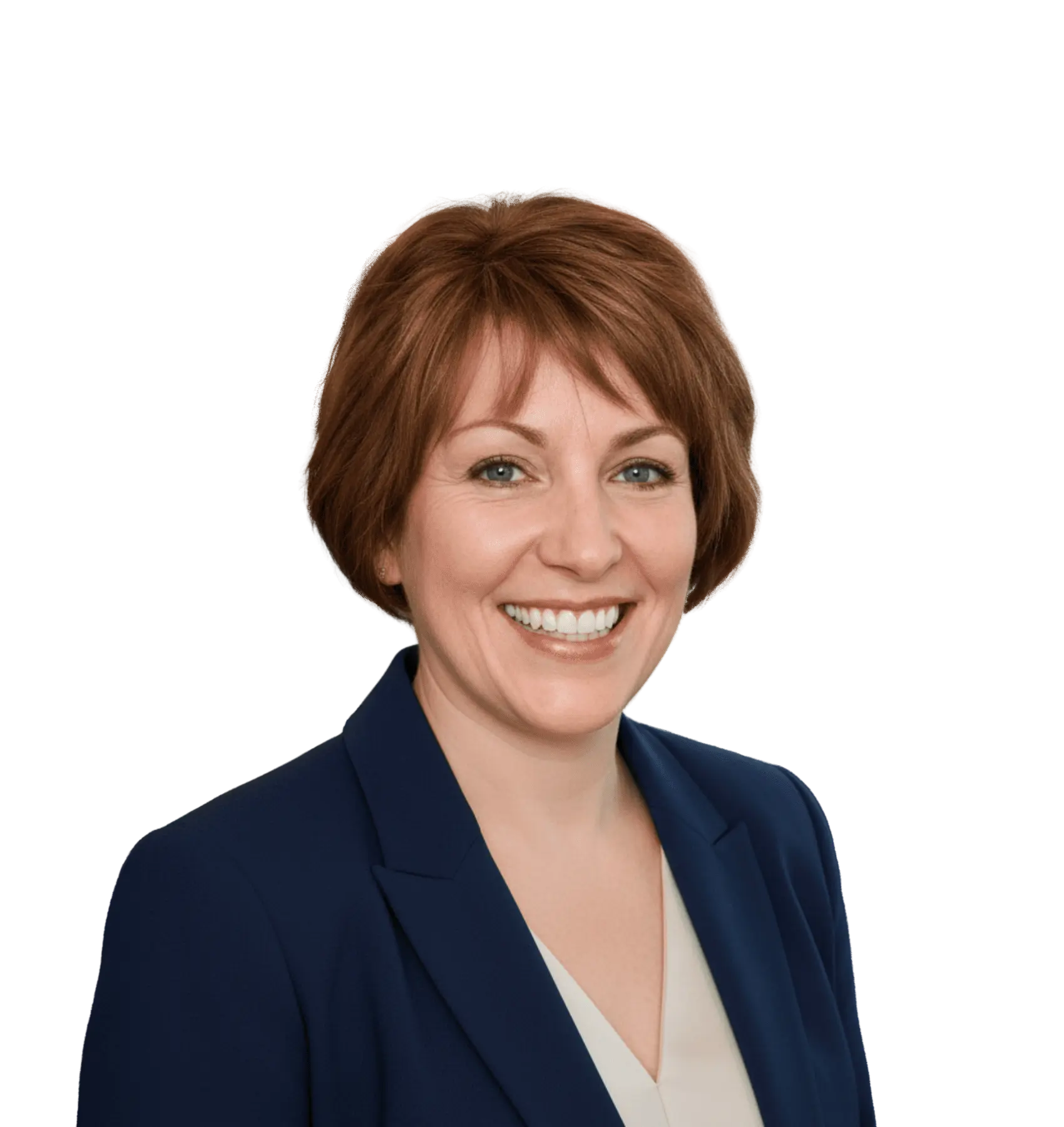 Portrait of Susan Marder, a professional midlife woman in a navy blazer and light blouse, representing a Lonage wellness contributor for women over 50