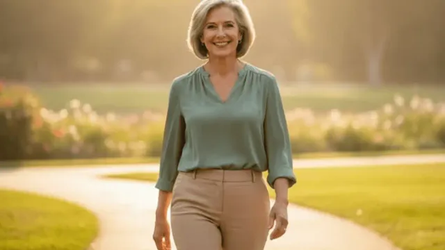 Confident woman in her 60s stretching outdoors, demonstrating how to age gracefully with vitality