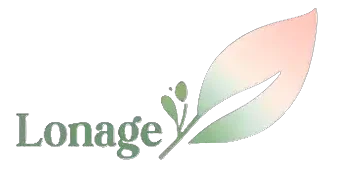 Lonage icon with a minimalist pastel leaf design symbolizing nature, vitality, and healthy living