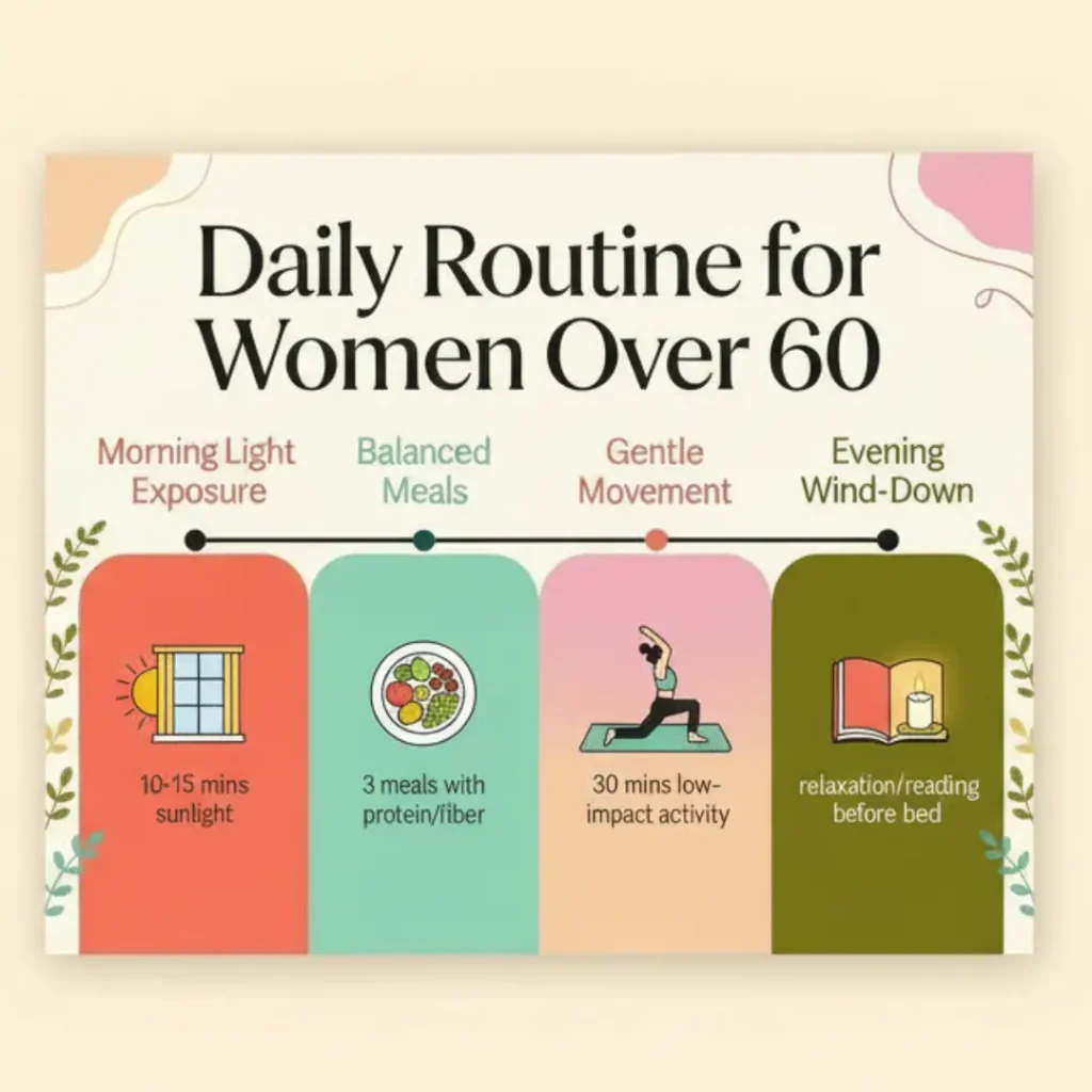 Daily routine chart for sustainable weight loss at 60 without dieting
