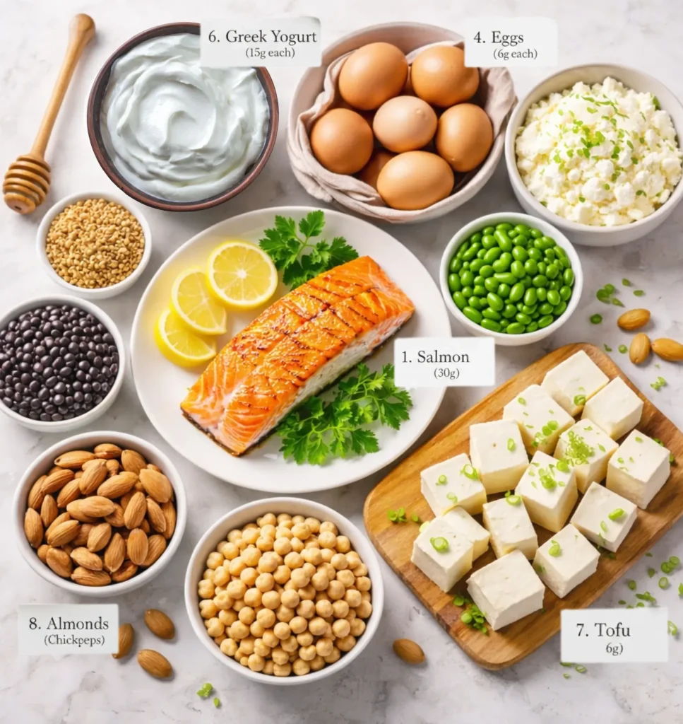High-Protein Food Sources for Muscle Health After 50 Best high-protein foods for women over 50 including salmon, Greek yogurt, eggs, and legumes