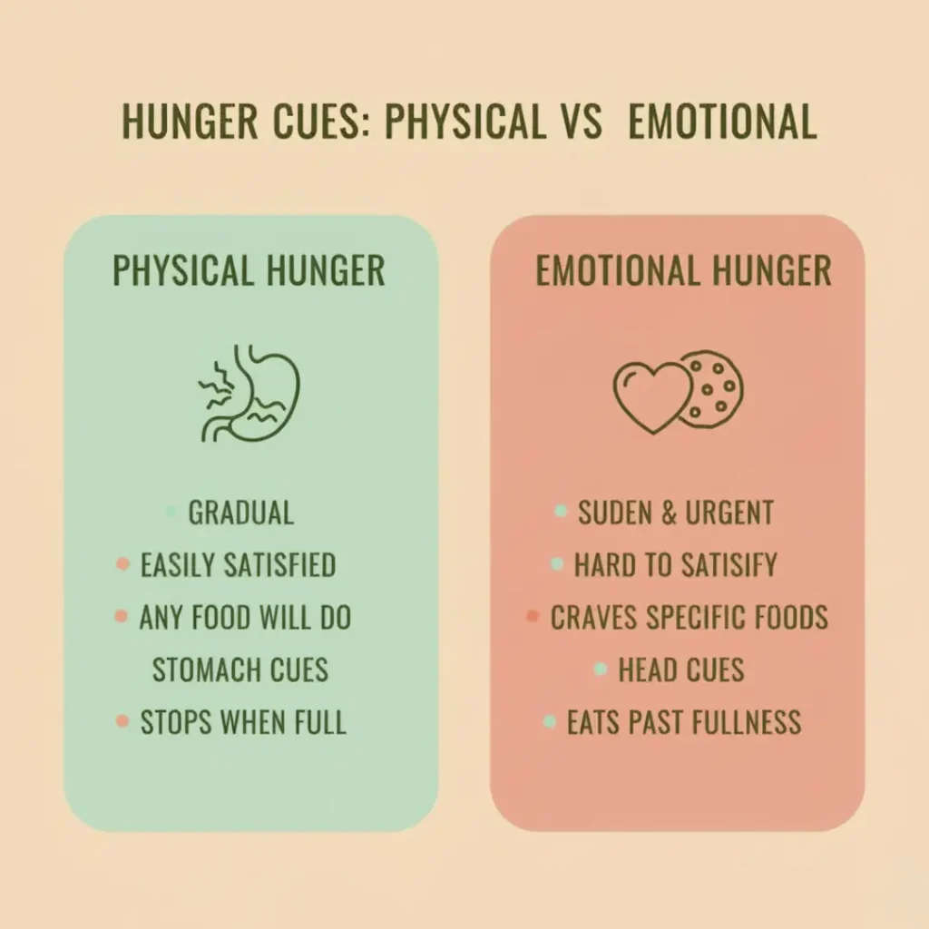 Understanding emotional eating differences physical hunger women over 60