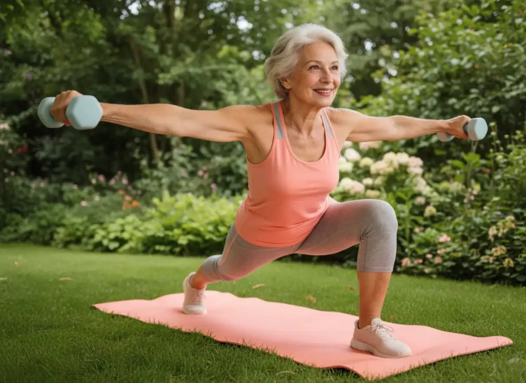  Woman over 60 doing strength training for weight loss and muscle maintenance