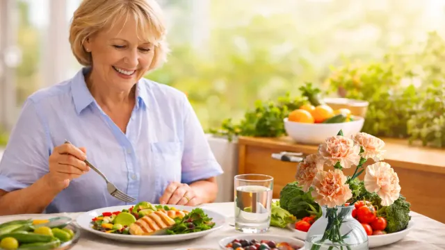 How to lose weight at 60 - woman preparing healthy metabolism-boosting meal