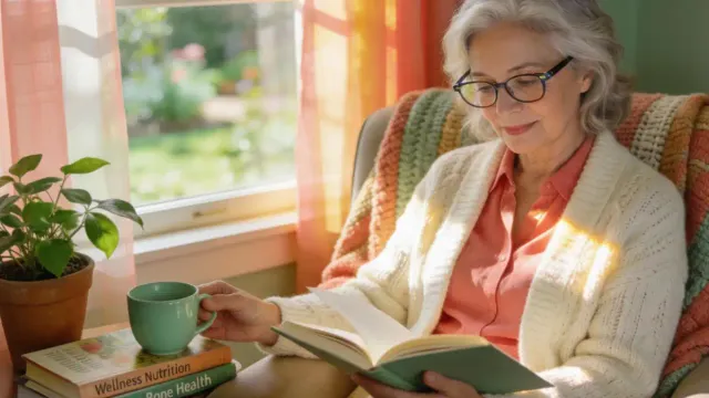 How to lose weight at 60 woman journaling with tea instead of emotional eating