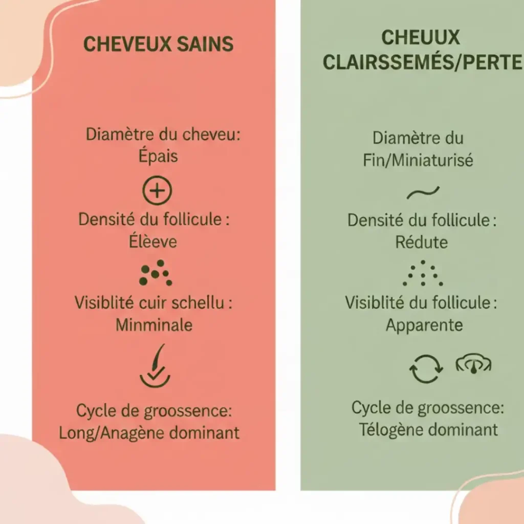 Fine hair vs thinning hair over 60 infographic showing key differences