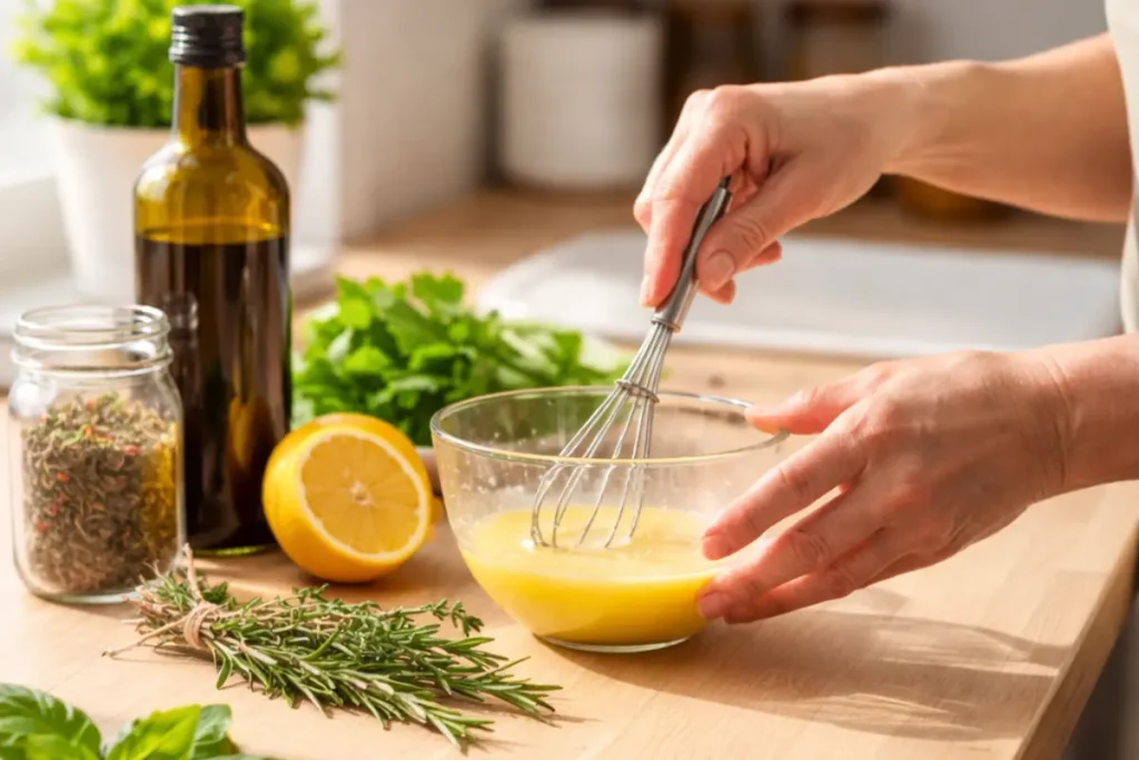 Diabetic-friendly salad with olive oil vinaigrette dressing for women over 50