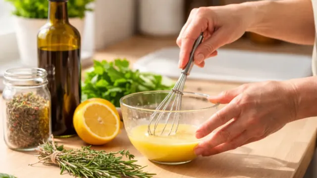 Diabetic-friendly salad with olive oil vinaigrette dressing for women over 50