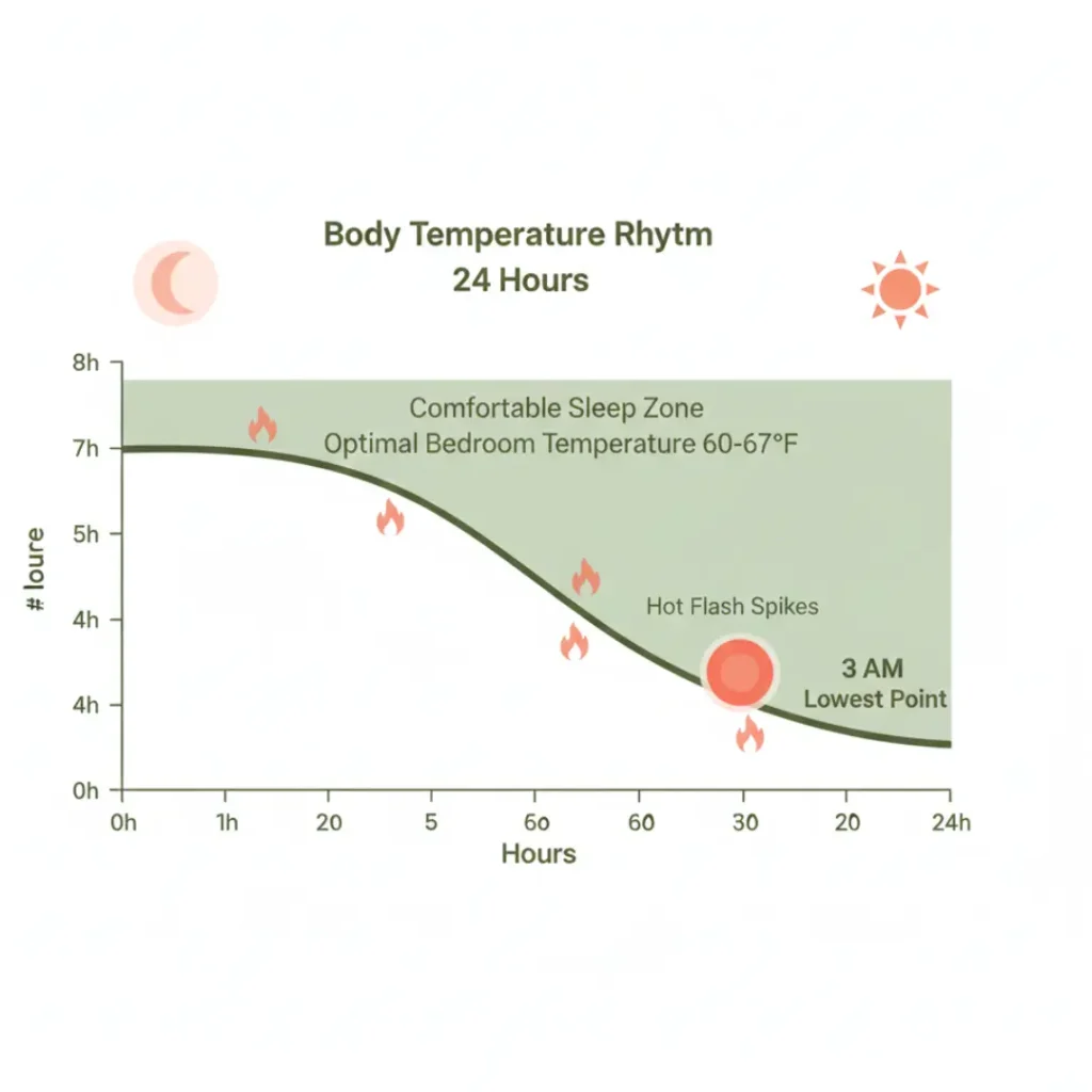 Sleep temperature regulation circadian rhythm chart showing optimal zones