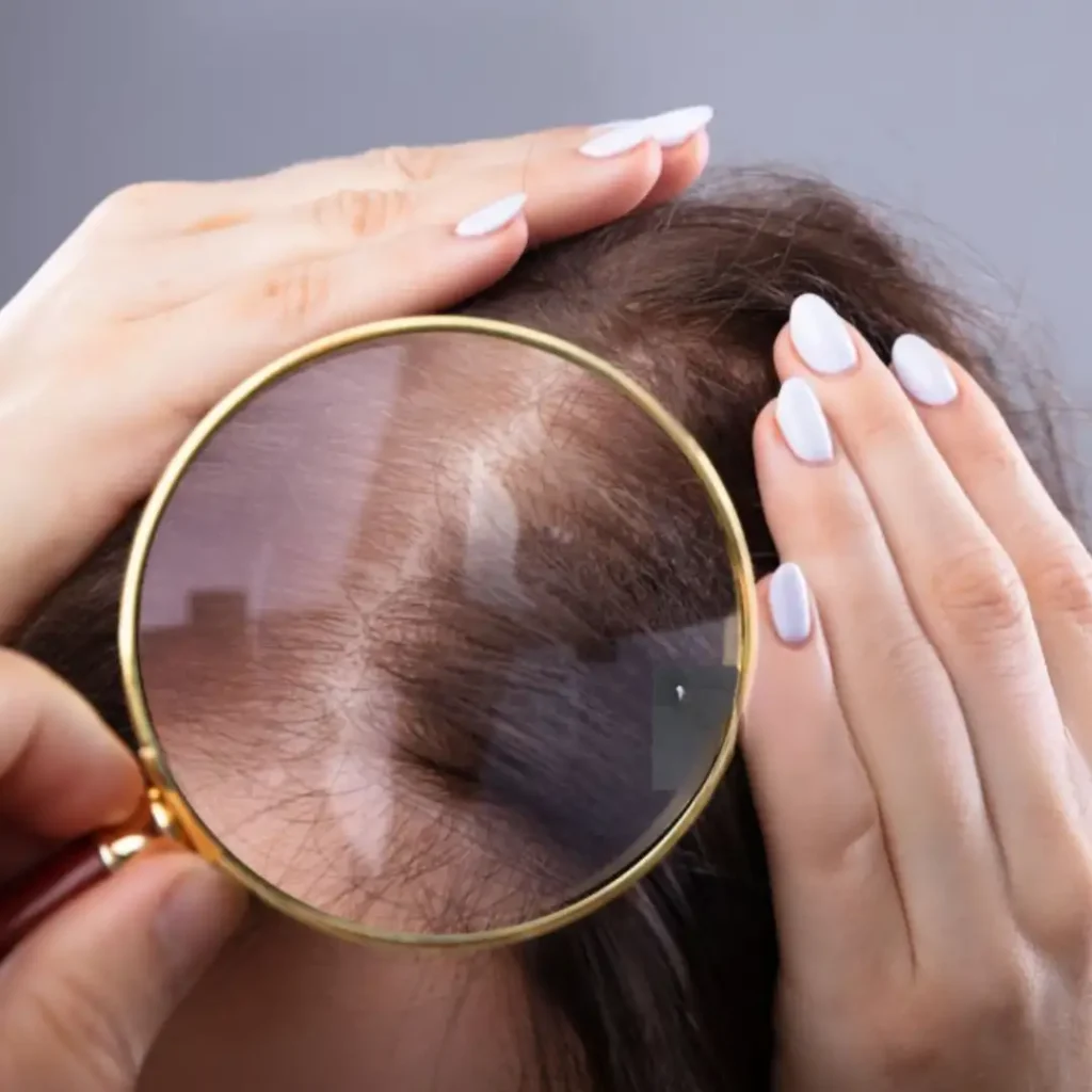 Fine hair vs thinning hair over 60 scalp examination showing part line