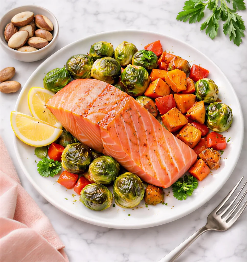 Wild-caught salmon and Brazil nuts providing selenium for Hashimoto's thyroid support