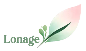Lonage icon with a minimalist pastel leaf design symbolizing nature, vitality, and healthy living