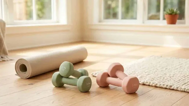 strength training after 50Light :dumbbells and yoga mat for women starting