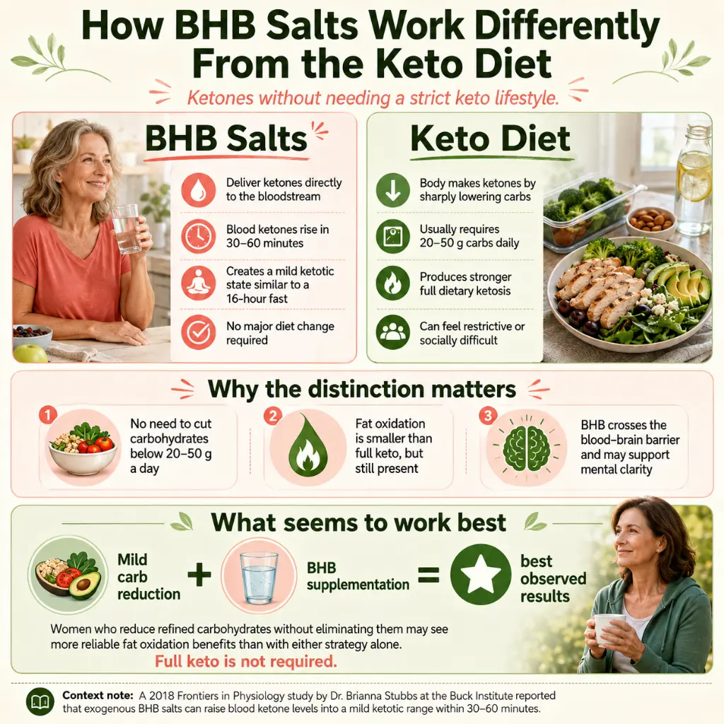 BHB salts fat burning: Illustration showing How BHB salts work differently from the keto diet