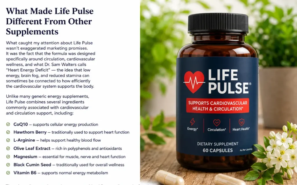 Life Pulse cardiovascular support supplement bottle women over 50 energy natural