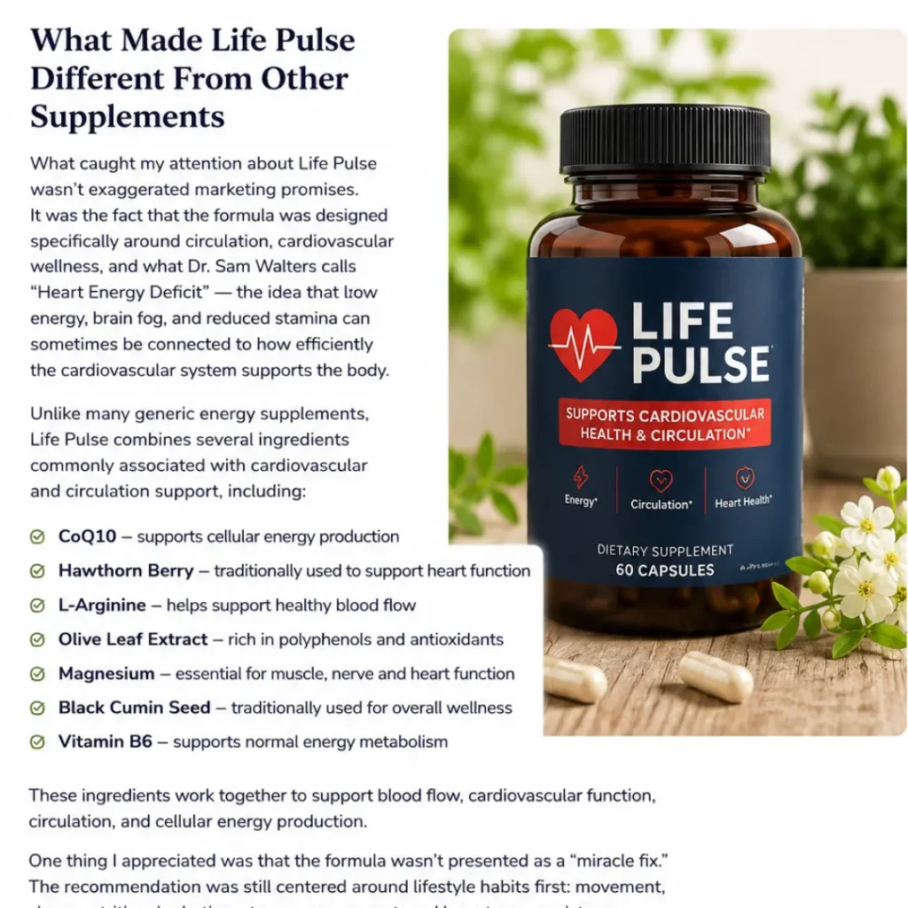 Low Energy and Circulation After 50: The Connection I Wish I Had Known Sooner 4 Life Pulse cardiovascular support supplement bottle women over 50 energy natural