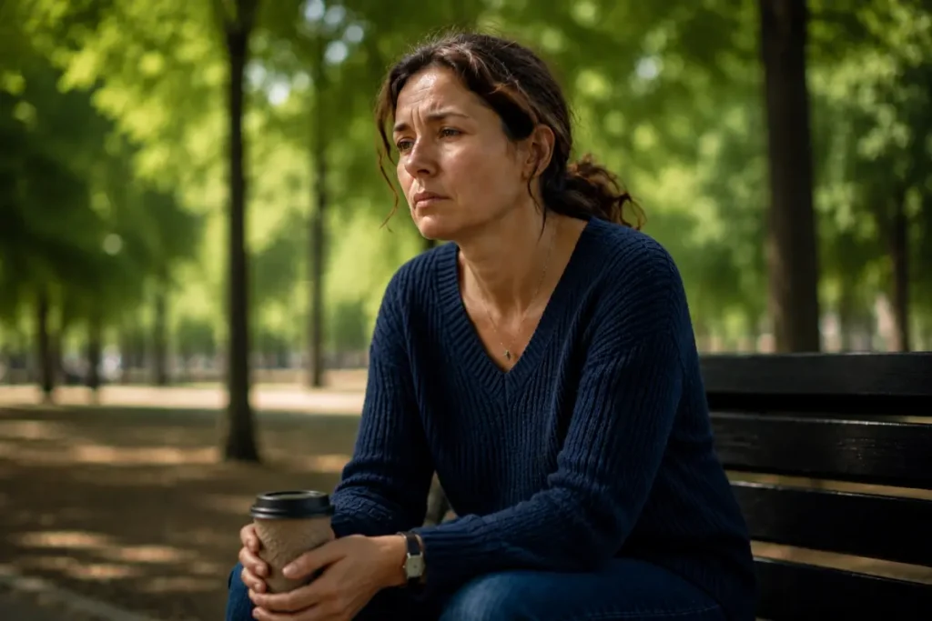 what drains your energy after 50 woman tired exhausted park bench afternoo