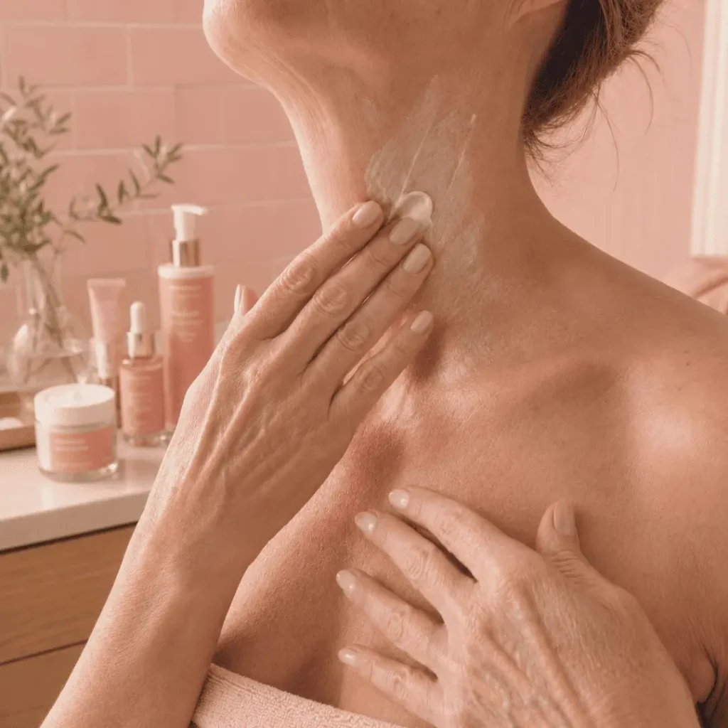 applying moisturizer as a daily habit for neck wrinkles at 50