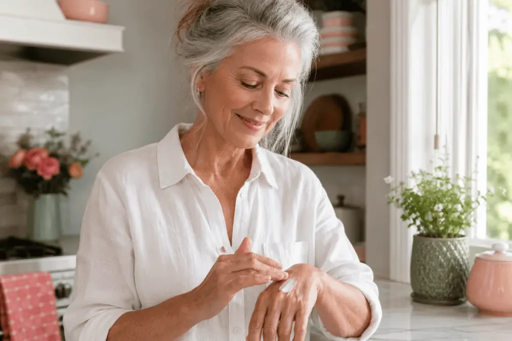 age spots on hands Close-up of showing natural skin changes after 50